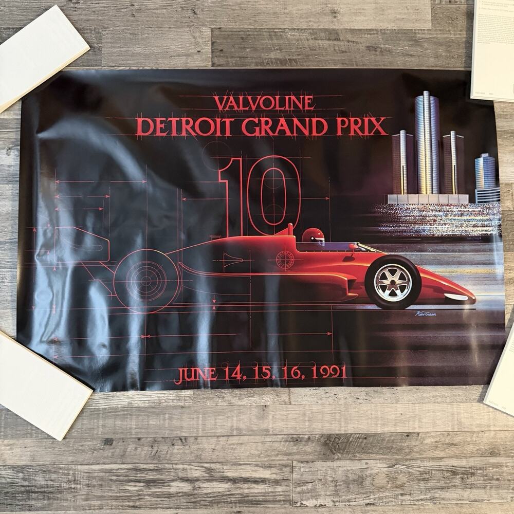 1991 Detroit Grand Prix Poster Valvoline Ken Karam Art 36x24 CART IndyCar RARE